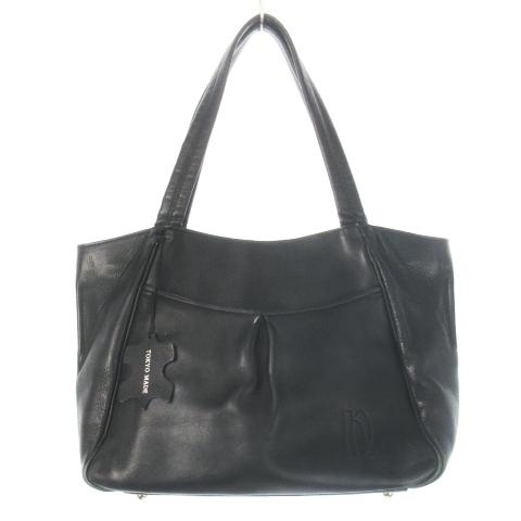 ナカザワカバン 中澤鞄  トートバッグ ハンドバッグ レザー タック ロゴ型押し 黒 ブラック /C...