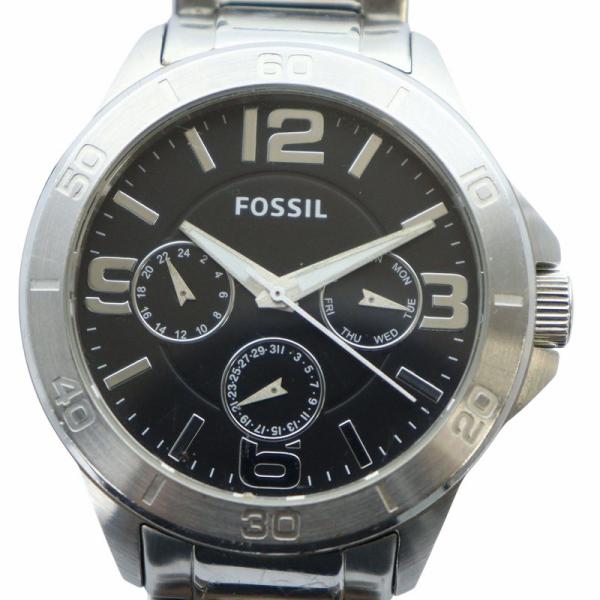フォッシル FOSSIL 腕時計 ウォッチ クォーツ クロノグラフ ロゴ 黒文字盤 シルバー色 BQ...