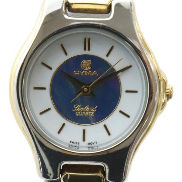 シーマ CYMA 腕時計 ウォッチ クォーツ ロゴ 白文字盤 ゴールド色 シルバー色 L414 ■G...