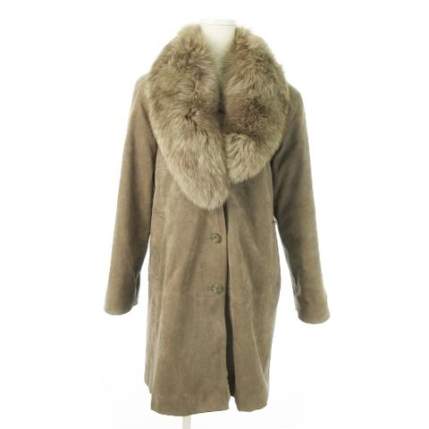 ボーヌ BEAUNA フェイクスエードコート ミドル丈 ファーカラー フォックスファー ファーライナ...