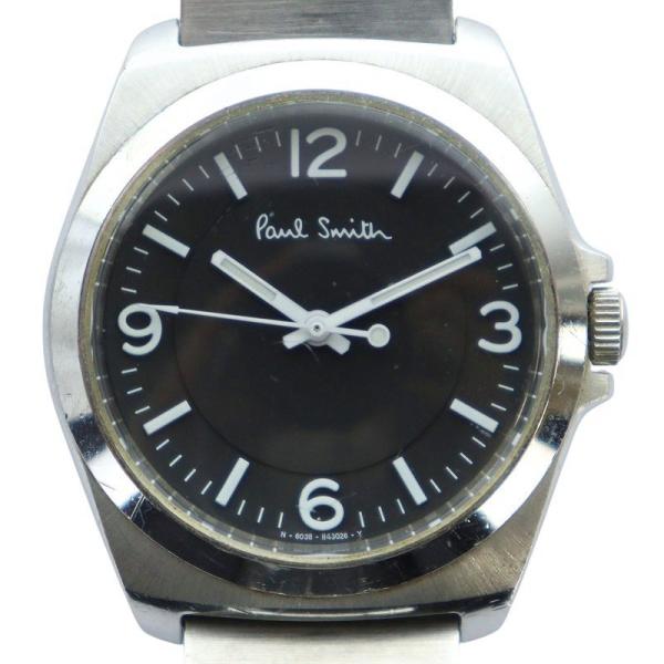 ポールスミス PAUL SMITH 腕時計 ウォッチ クォーツ 黒文字盤 ロゴ シルバー色 6038...