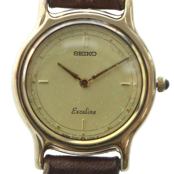 セイコー SEIKO エクセリーヌ EXCELINE 腕時計 ウォッチ クォーツ ロゴ レザーベルト...