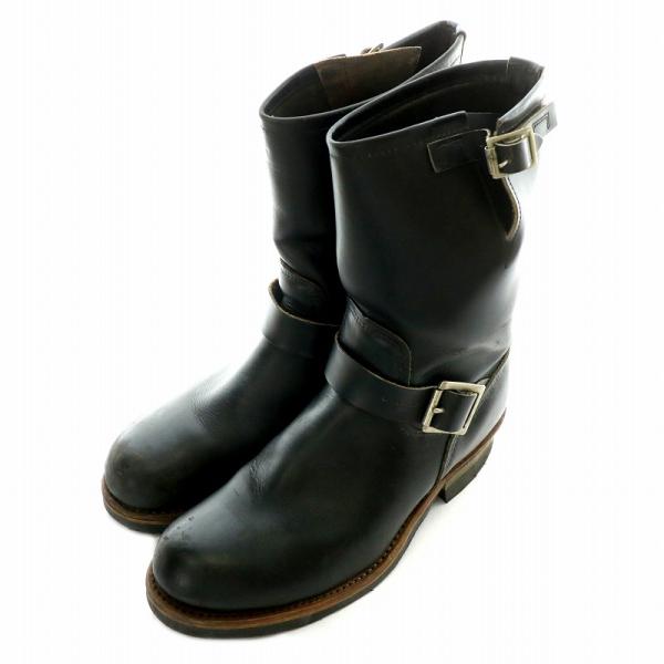 レッドウィング REDWING ヴィンテージ PT83プリントタグ エンジニアブーツ レザー 黒 ブ...