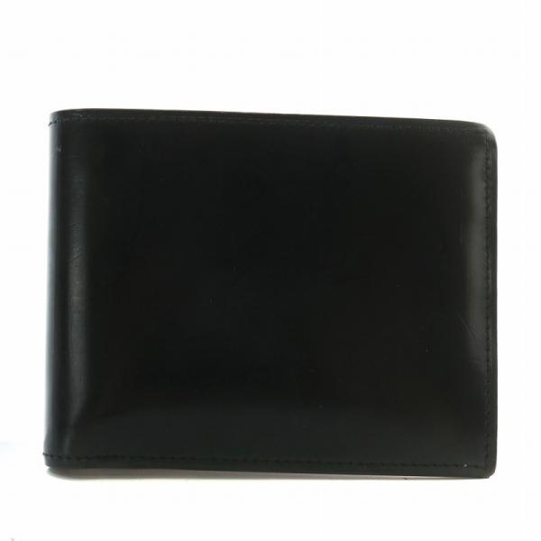 コードバン CORDOVAN 二つ折り 財布 レザー ロゴ 黒 ブラック /XZ ■GY18 メンズ