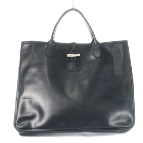 ロンシャン LONGCHAMP ロゾ トートバッグ レザー 革 ロゴ型押し トグルボタン 紺 ネイビ...
