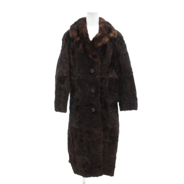 ロティニー ROTNY ファーコート ヌートリアファー ミンクファー ロング丈 切替 13 L 茶 ...