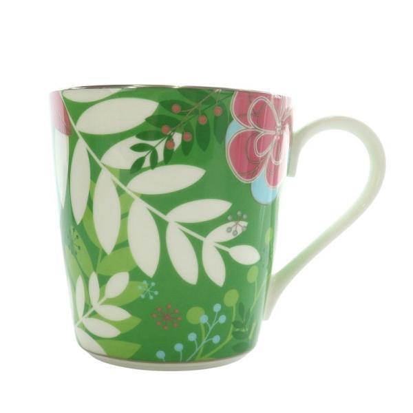 ナルミ NARUMI フローラルパラダイス マグカップ 食器 ボーンチャイナ 花柄 総柄 緑 グリー...