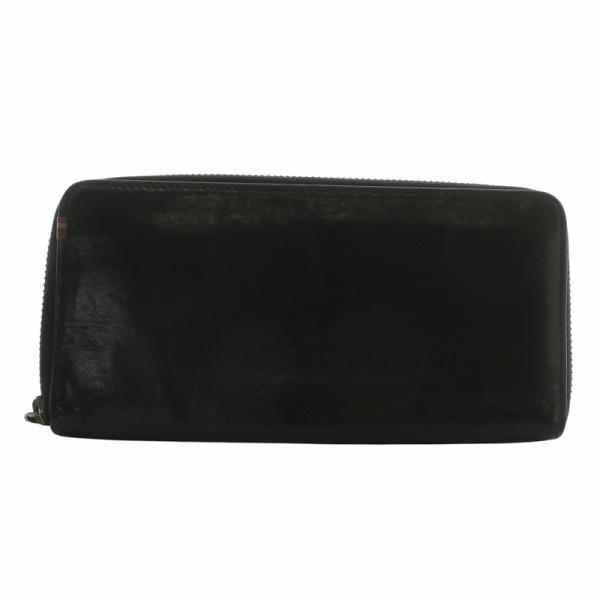 ポールスミス PAUL SMITH 長財布 レザー ラウンドファスナー ロゴ 黒 ブラック /XZ ...
