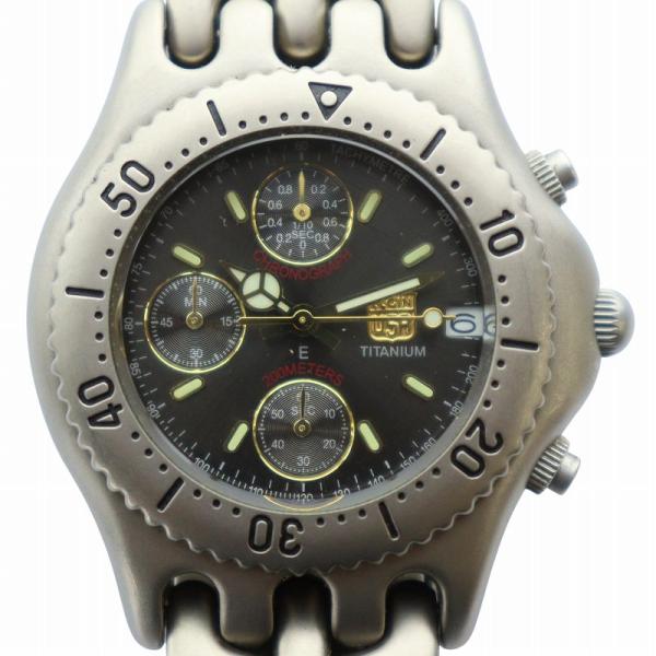 エルジン ELGIN  腕時計 ウォッチ クォーツ ロゴ クロノグラフ カレンダー付き シルバー色 ...