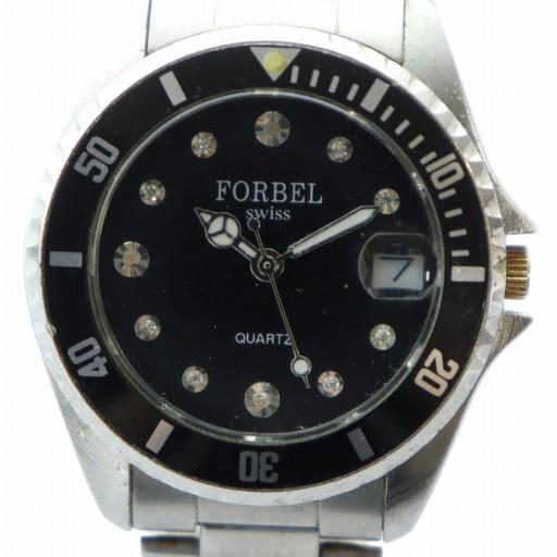 フォーベル FORBEL 腕時計 ウォッチ クォーツ カレンダー付き 黒文字盤 ロゴ シルバー色 F...