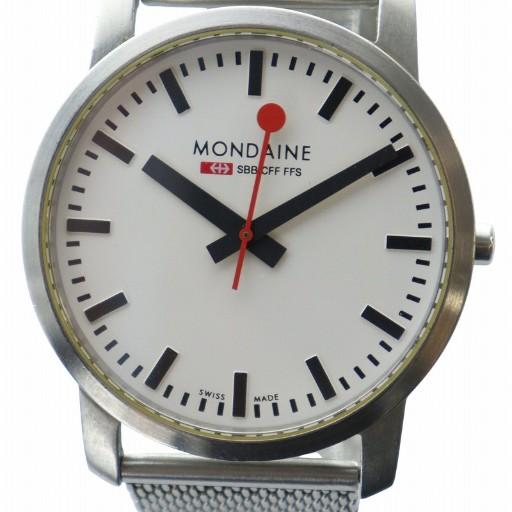 モンディーン MONDAINE 腕時計 ウォッチ クォーツ ロゴ 白文字盤 シルバー色 ■GY11 ...