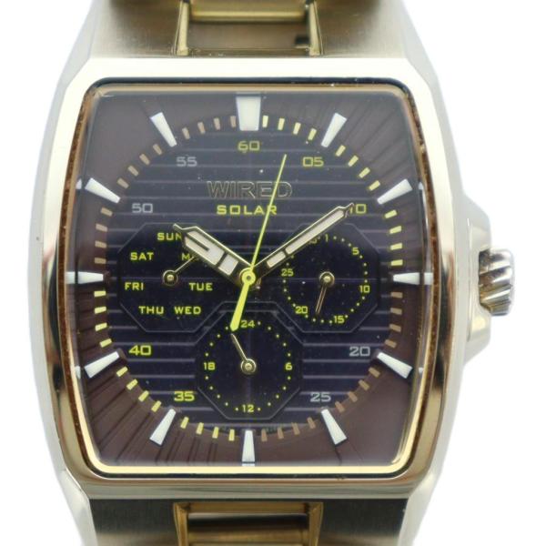 セイコー SEIKO ワイアード WIRED 腕時計 ウォッチ ソーラー クロノグラフ 黒文字盤 ロ...
