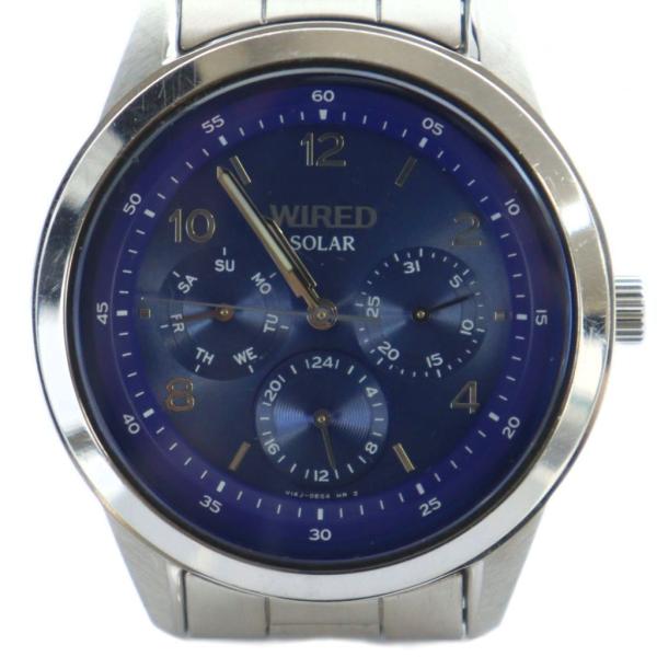 セイコー SEIKO ワイアード WIRED 腕時計 ウォッチ ソーラー 青文字盤 ロゴ クロノグラ...