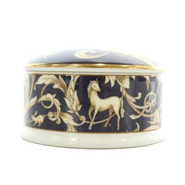 ウェッジウッド WEDGWOOD コーヌコピア 小物入れ インテリア 陶器 総柄 紺 ネイビー ベー...