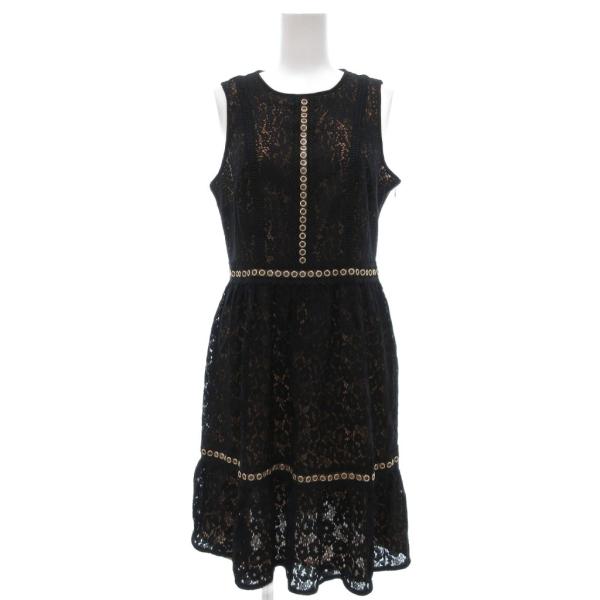 マイケルコース MICHAEL KORS ワンピース レース ロング ノースリーブ ひざ丈 2 黒 ...