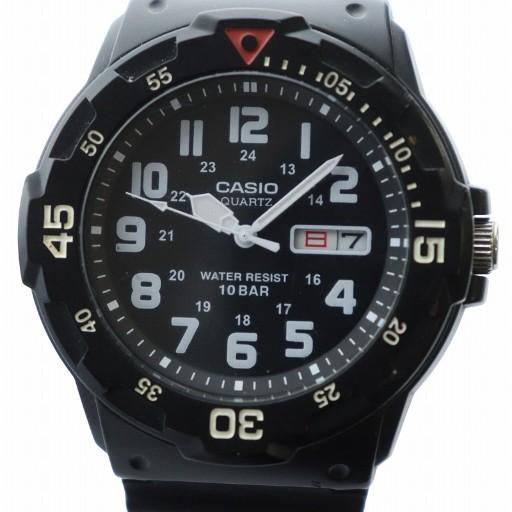 カシオ CASIO 腕時計 ウォッチ クォーツ 黒文字盤 ロゴ カレンダー付き 黒 ブラック MRW...