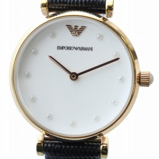 エンポリオアルマーニ EMPORIO ARMANI 腕時計 ウォッチ クォーツ 白文字盤 ロゴ レザ...