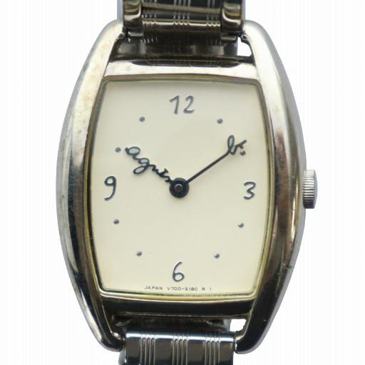 アニエスベー agnes b. 腕時計 ウォッチ クォーツ スクエア ロゴ シルバー色 V700-5...