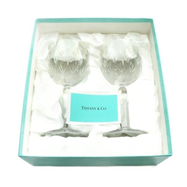 未使用品 ティファニー TIFFANY &amp; CO. ワイングラス 2個セット 食器 総柄 ロゴ ガラ...