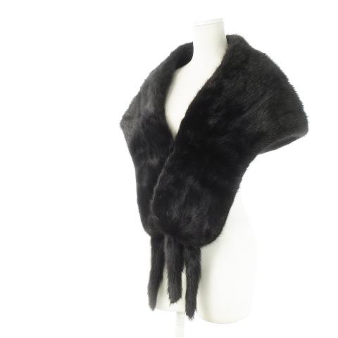 ノーブランド ファーショール ブラックミンクファー 毛皮 タッセル 尻尾 和装 黒 ブラック /CK...