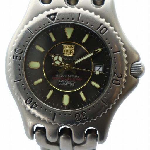 エルジン ELGIN  腕時計 ウォッチ クォーツ カレンダー付き ロゴ シルバー色 FK-685-...