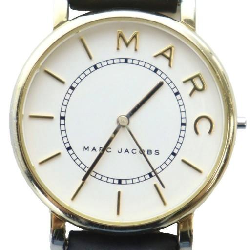 マークジェイコブス MARC JACOBS ジャンク品 腕時計 クォーツ ラウンド レザーベルト 白...