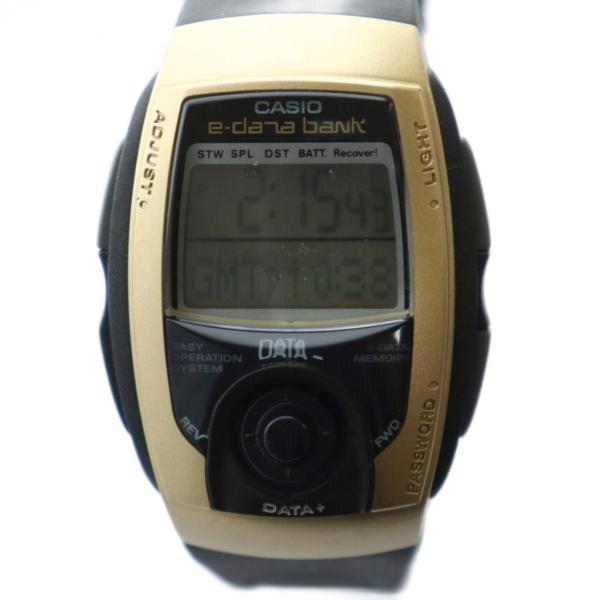 カシオ CASIO e-data bank 腕時計 ウォッチ クォーツ デジタル ロゴ ゴールド色 ...