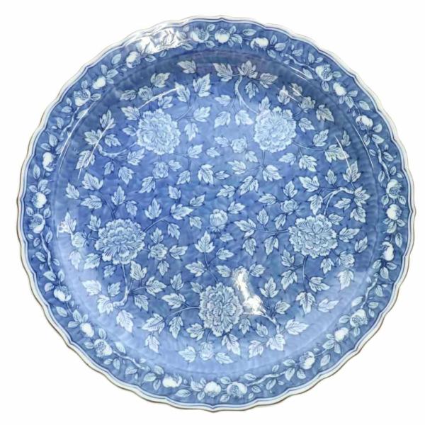 たち吉 橘吉 大皿 プレート 食器 染付輪花 花柄 総柄 青 ブルー /XZ ■GY11 その他