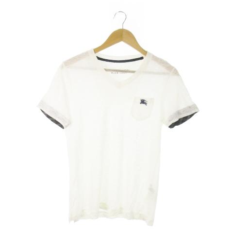 バーバリーブラックレーベル BURBERRY BLACK LABEL リネンTシャツ カットソー V...