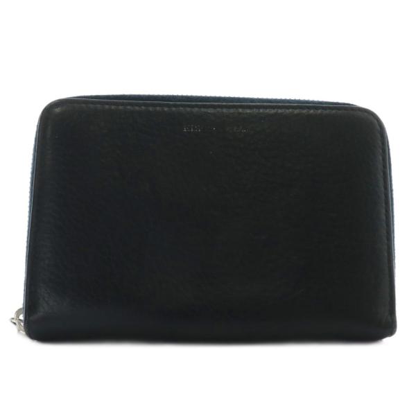 ヒロフ HIROFU 財布 マルチケース レザー ラウンドファスナー ロゴ 黒 ブラック /XZ ■...