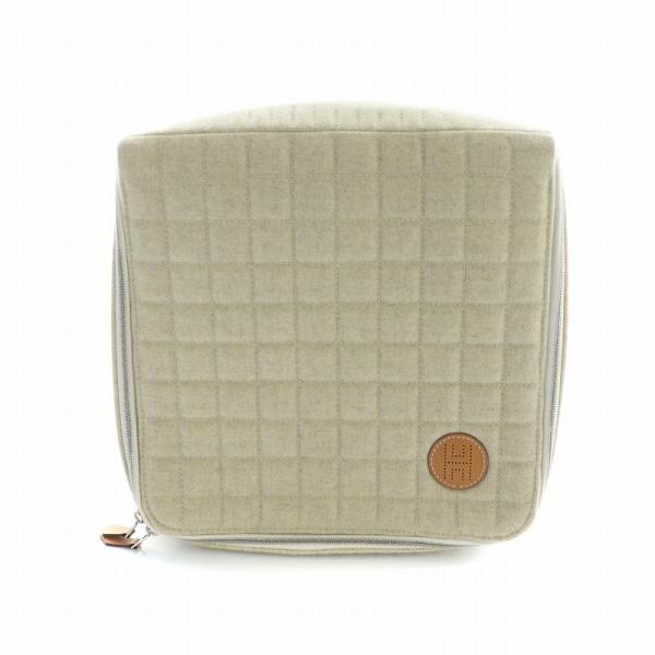 エルメス HERMES パドック ポーチ トラベルケース パッキング ロゴ 羊毛 カシミヤ混 アイボ...