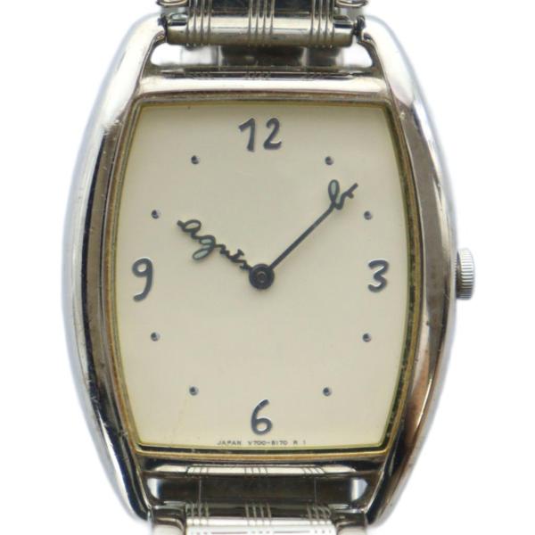 アニエスベー agnes b. 腕時計 ウォッチ クォーツ スクエア ロゴ シルバー色 V700-5...