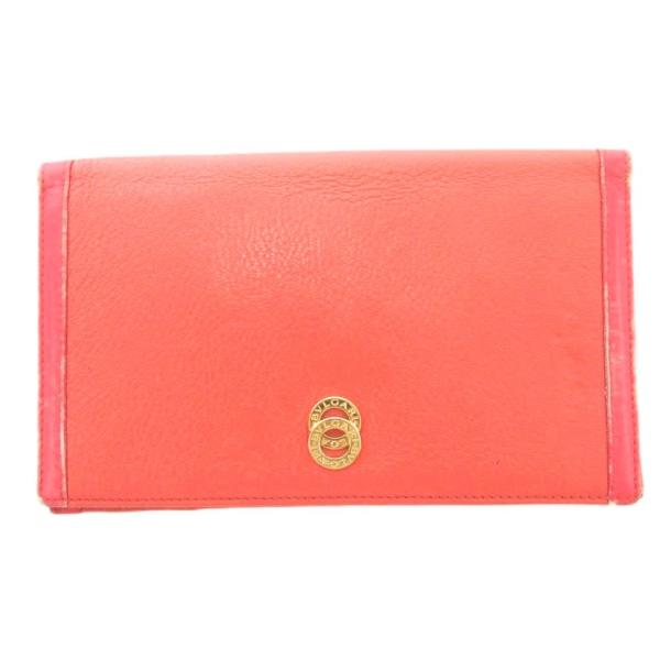 ブルガリ BVLGARI 長財布 ウォレット 小銭入れなし ロゴ レザー オレンジ /AE ■GY1...