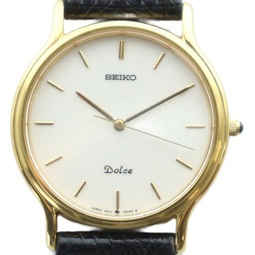 セイコー SEIKO dolce ドルチェ 腕時計 ウォッチ クォーツ ロゴ 白文字盤 レザーベルト...