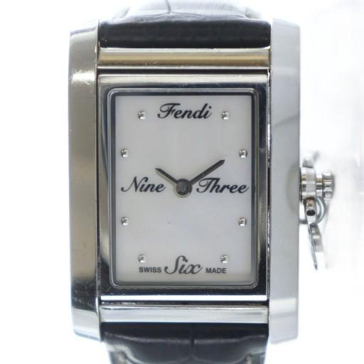フェンディ FENDI 7100L 腕時計 ウォッチ クォーツ シェル文字盤 スクエア レザーベルト...