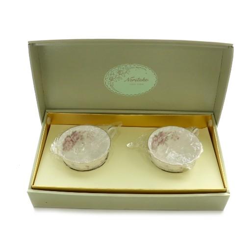 未使用品 ノリタケ Noritake ティーカップ×2 皿×2 2点セット 食器 花柄 白 ホワイト...