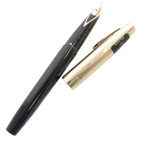 シェーファー SHEAFFER ジャンク品 585 ペン先14K 文房具 万年筆 ロゴ 黒 ブラック...