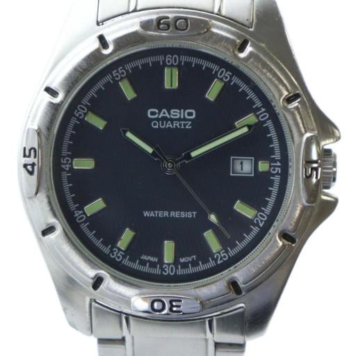 カシオ CASIO 腕時計 ウォッチ クォーツ カレンダー付き 黒文字盤 シルバーカラー 銀色 /M...