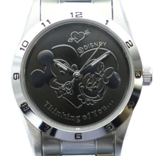 ディズニー Disney 腕時計 ウォッチ クォーツ ミッキーマウス ミニーマウス ラウンド 黒文字...