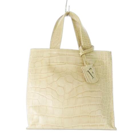フルラ FURLA ハンドバッグ トートバッグ レザー 革 クロコ型押し ベージュ /CK1 ■GY...