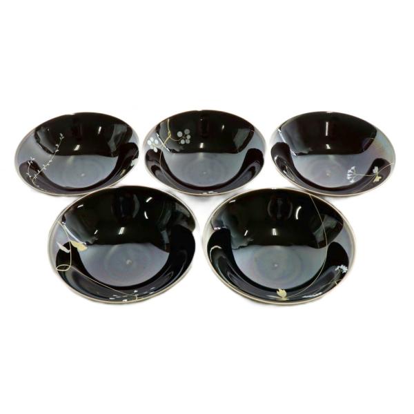 未使用品 たち吉 食器 小鉢 皿 5個 セット 日本製 黒 ブラック 金 ゴールド 209-1024...