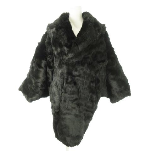 ノーブランド 和装 ファーコート ロング ラビットファー 毛皮 黒 ブラック /AO8 ■GY18 ...