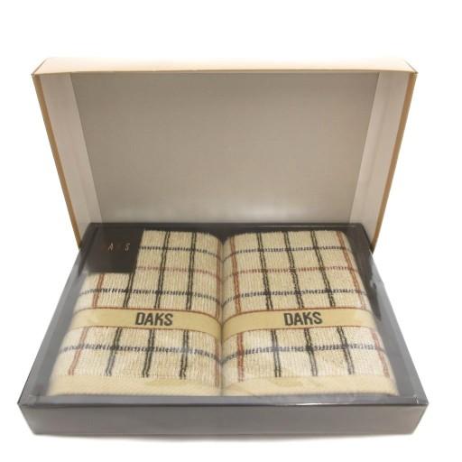 未使用品 ダックス DAKS ギフト フェイスタオル 2個セット ハウスチェック ロゴ 刺繍 /GV...