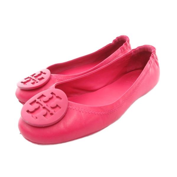 トリーバーチ TORY BURCH フラットパンプス ロゴ レザー 革 ピンク /JS ■GY18 ...