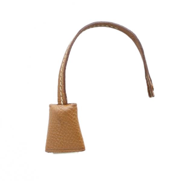 エルメス HERMES チャーム ストラップ クロシェット ロゴ 刻印 レザー 茶 ブラウン ■GY...