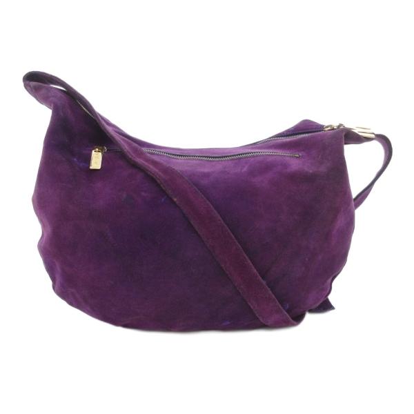 モスキーノ MOSCHINO ショルダーバッグ スエードレザー ハートチャーム 紫 パープル /JS...