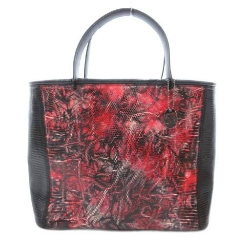 milet SHINOZAKIYA ハンドバッグ リザードレザー 本革 黒 ブラック 赤 レッド /...