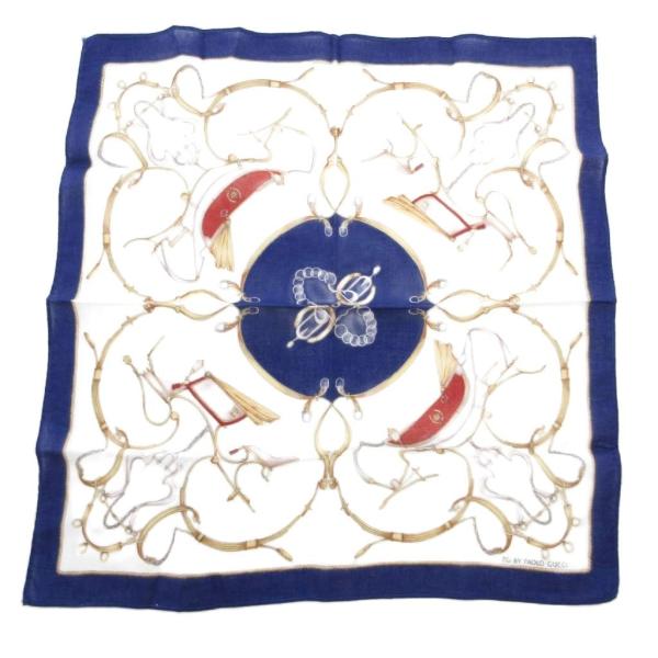 グッチ GUCCI ハンカチ スカーフ ロゴ 総柄 青 ブルー /JS ■GY11 レディース