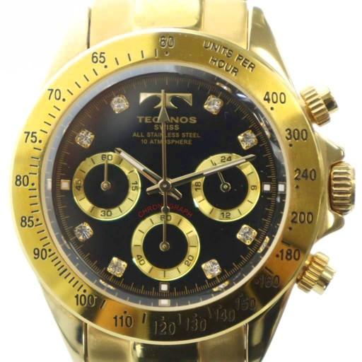 テクノス TECHNOS TGM639 腕時計 ウォッチ クロノグラフ クォーツ ゴールドカラー 金...