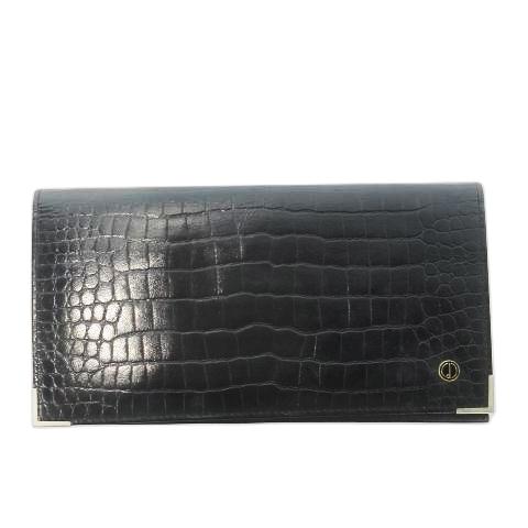 ダンヒル dunhill 長財布 ロングウォレット 小銭入れなし 札入れ 薄型 レザー 革 クロコ型...